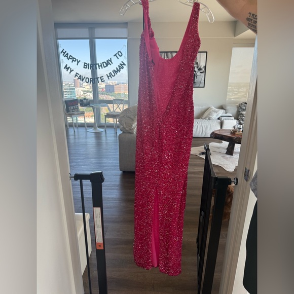 NBD Pink Sequin Bodycon Maxi Dress Sweetheart Neckline - Picture 3 of 4